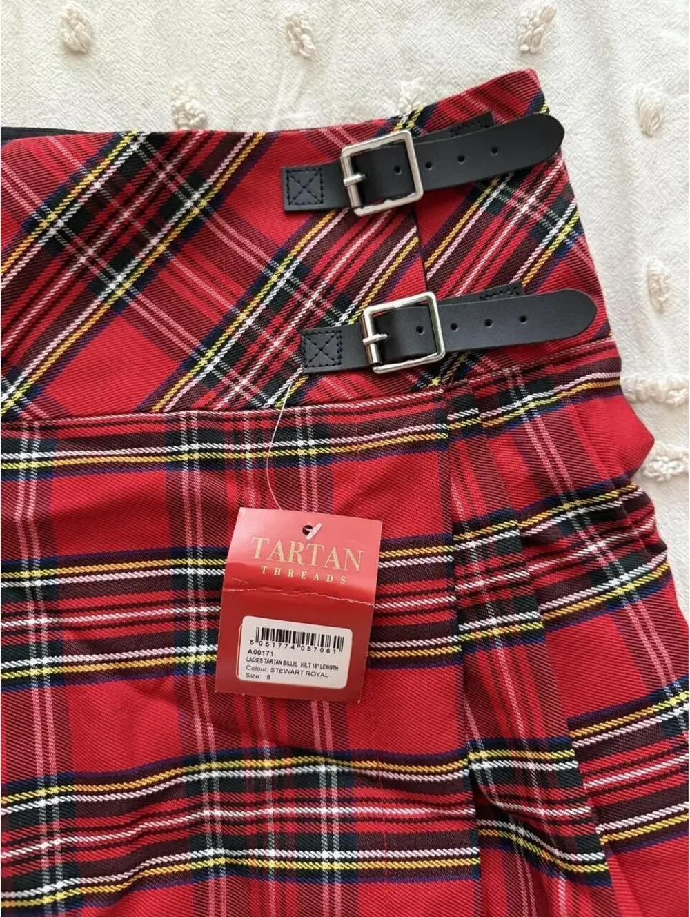 Tartan Threads Stewart Royal Red Plaid Billie Kilt Skirt Size 8 NWT